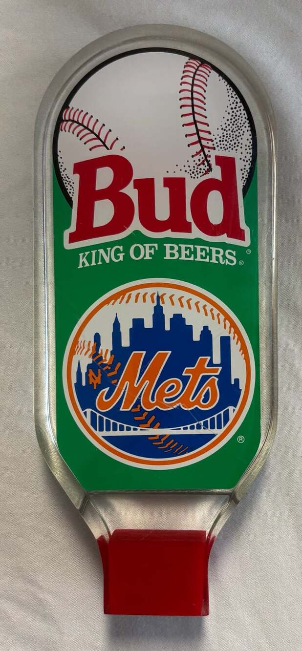 Budweiser Bud King of Beers New York Mets Acrylic Lucite Beer Keg Tap Handle